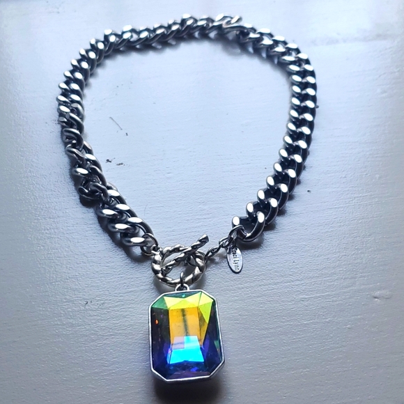 Traci Lynn Crystal Toggle Statement Necklace - Picture 3 of 7